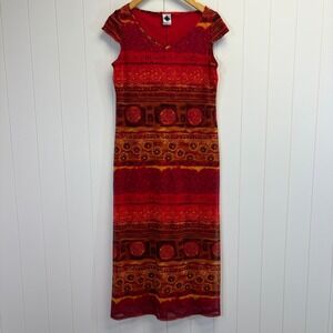 Vintage California Concepts 90s Boho Mesh Overlay Maxi Dress Women Size L Artsy